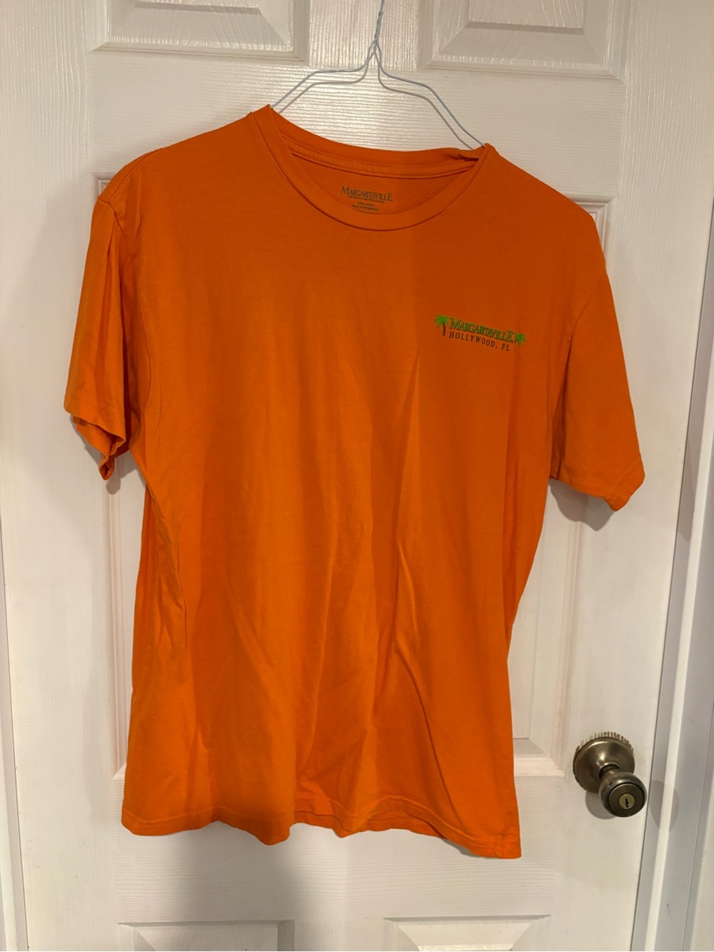 Margaritaville Bright Orange Crewneck Tee with Green Logo